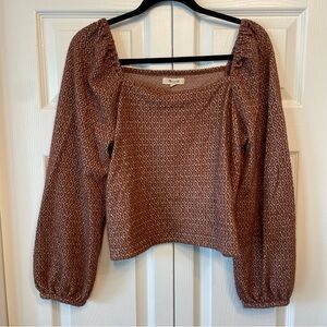 Madewell Brown Patterned Balloon Sleeve Blouse